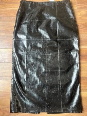 Suzy Shier Black Faux Leather Pencil Skirt Size Large